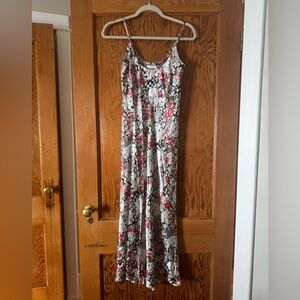 GANNI heavy satin printed floral dress